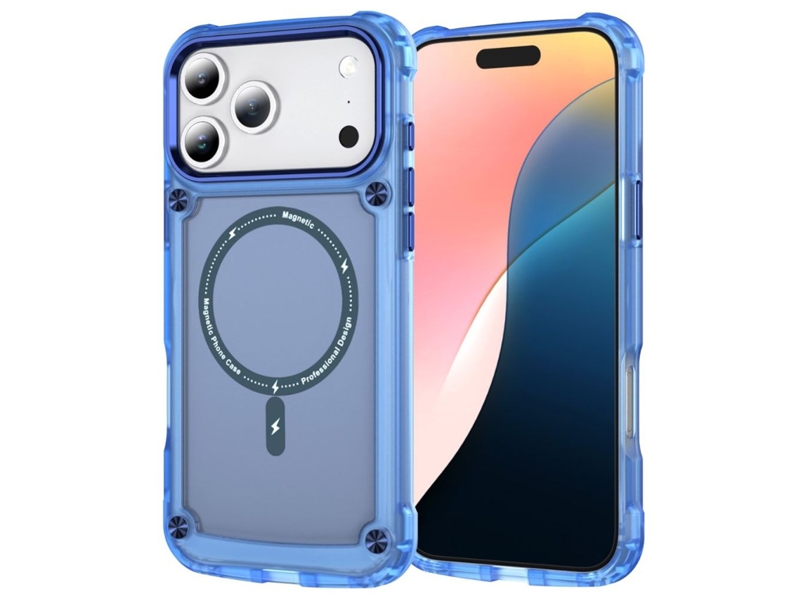 Capa Para Iphone 17 Pro Max Compatível Com Magsafe - Azul Transparente