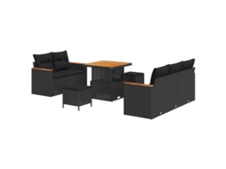 Conjunto 10 Móveis Para Exterior Vidaxl Preto Vime Pe (204 X 179 X 85 Cm)