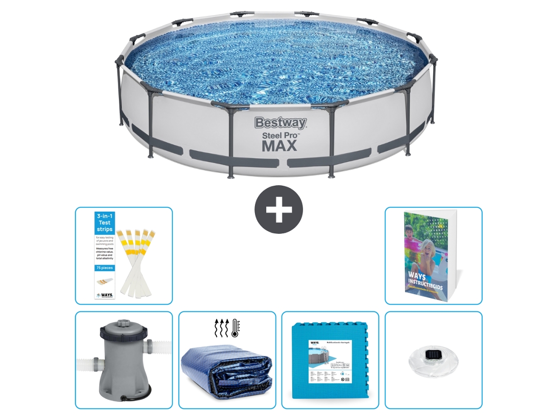 Piscina Bestway Steel Pro Max Redonda 366x76 Cm 5 peças S326 BESTWAY
