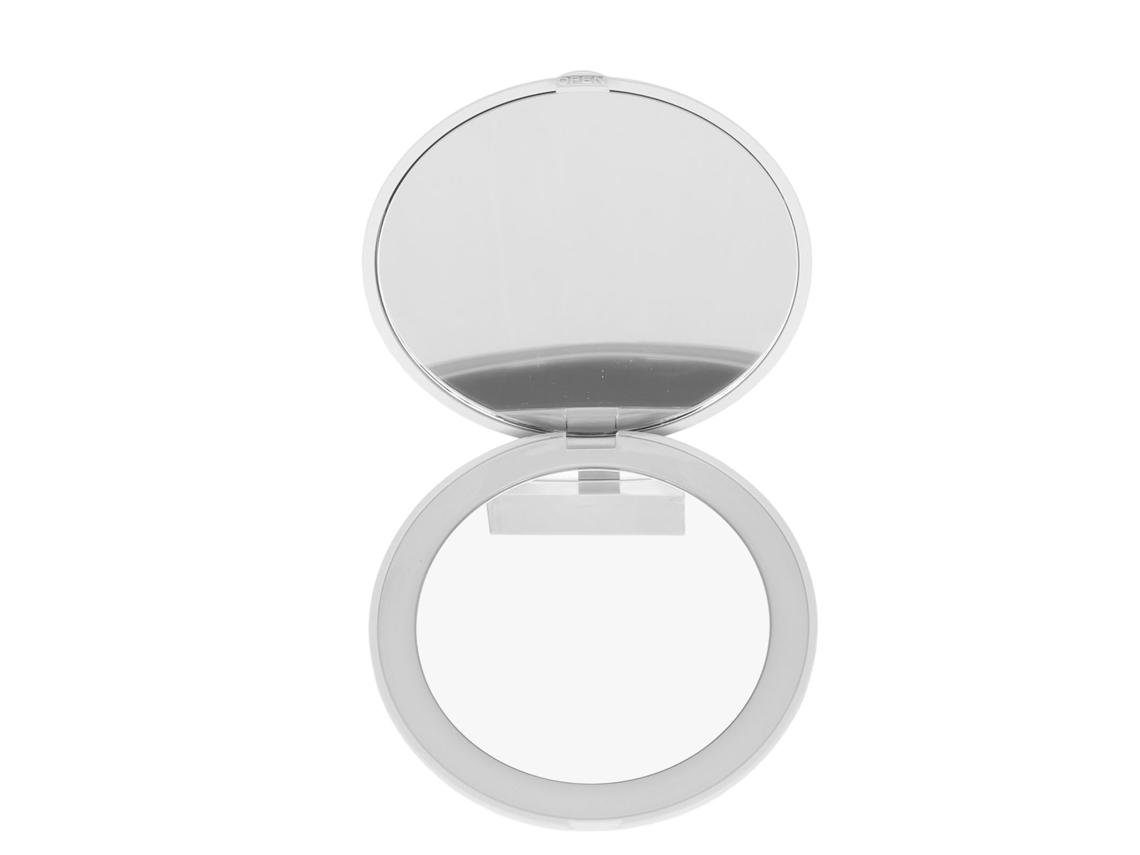 Mali espelho de Maquiagem Led Portátil 3.5 Polegadas Dobrável de Duas Faces 1x 2x com Luz 6500k Branco para Viagem
