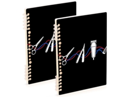 Conjunto de 2 Ferramentas Barbeiro em Espiral A5 com Caderno Gráfico Vermelho e Azul, 21,1 X 14,5 Cm, Material