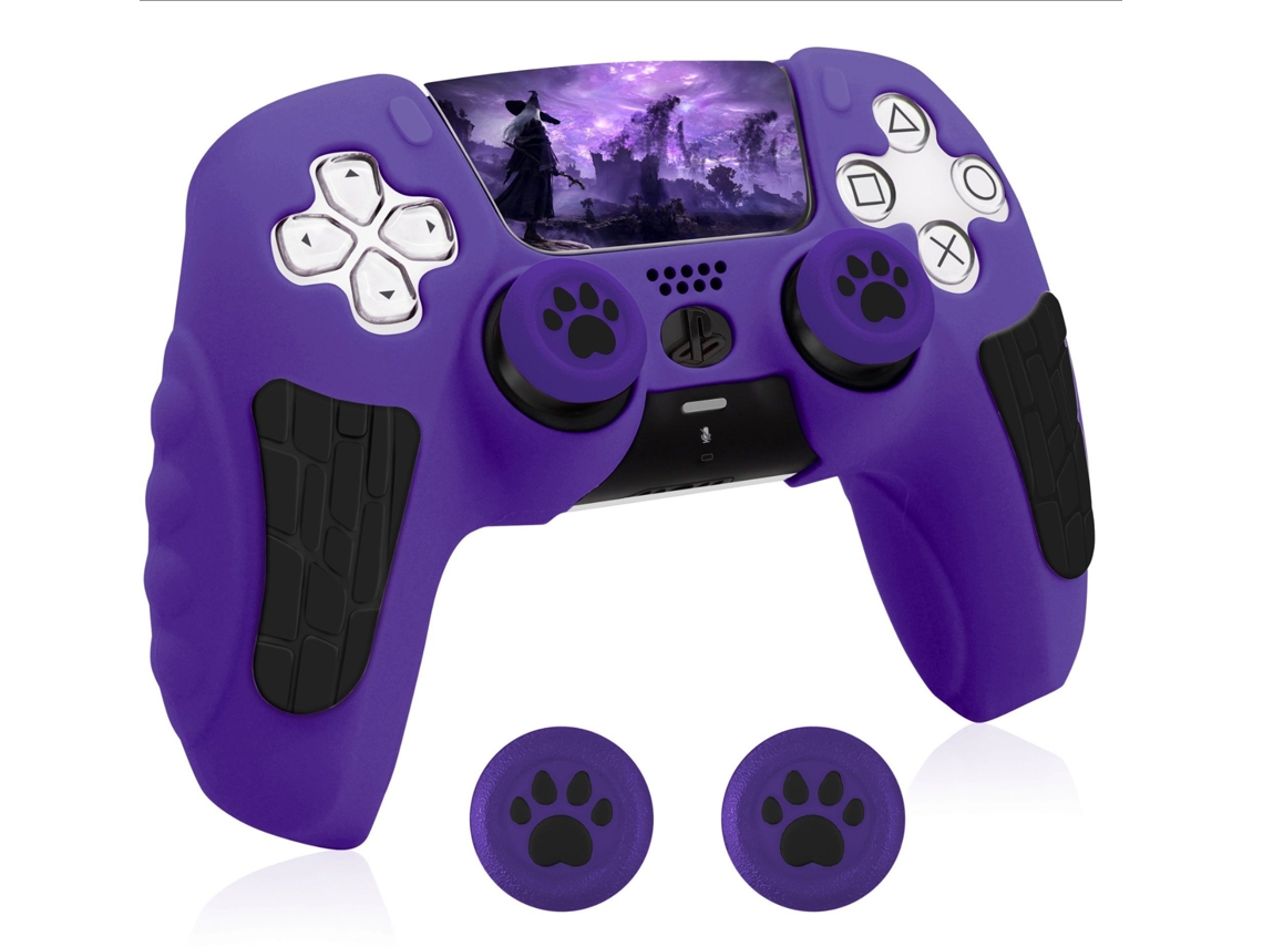 Capa Controle De Para Ps5, Capa De Silicone Antiderrapante Com Capas Para Joystick E Adesivos (roxa) Cuich