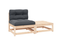 Maison Exclusive - 2 Pcs Conjunto Lounge De Jardim Com Almofadões Pinho Maciço