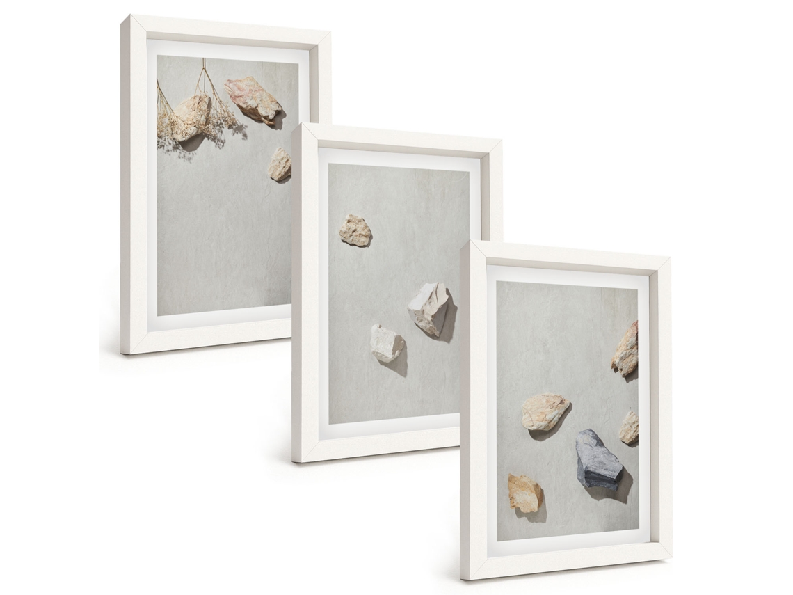 Galeria De Pinturas Na Parede Pedras Boho, Decorações De Praia Moldura Branca Quadros Para O Escritório Espelharte (3 Peças 20x30 Cm)