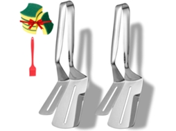 Pinça De Aço Inoxidável Para Grelhar, Espátula Anti Escaldante Com Cabo Alongado, Pinça De Cozinha Multifuncional 25cm