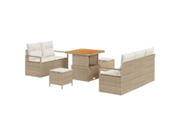 Maison Exclusive - Conjunto De Sofá De Jardim Com Almofada 8 Pcs Bege Vime Pe