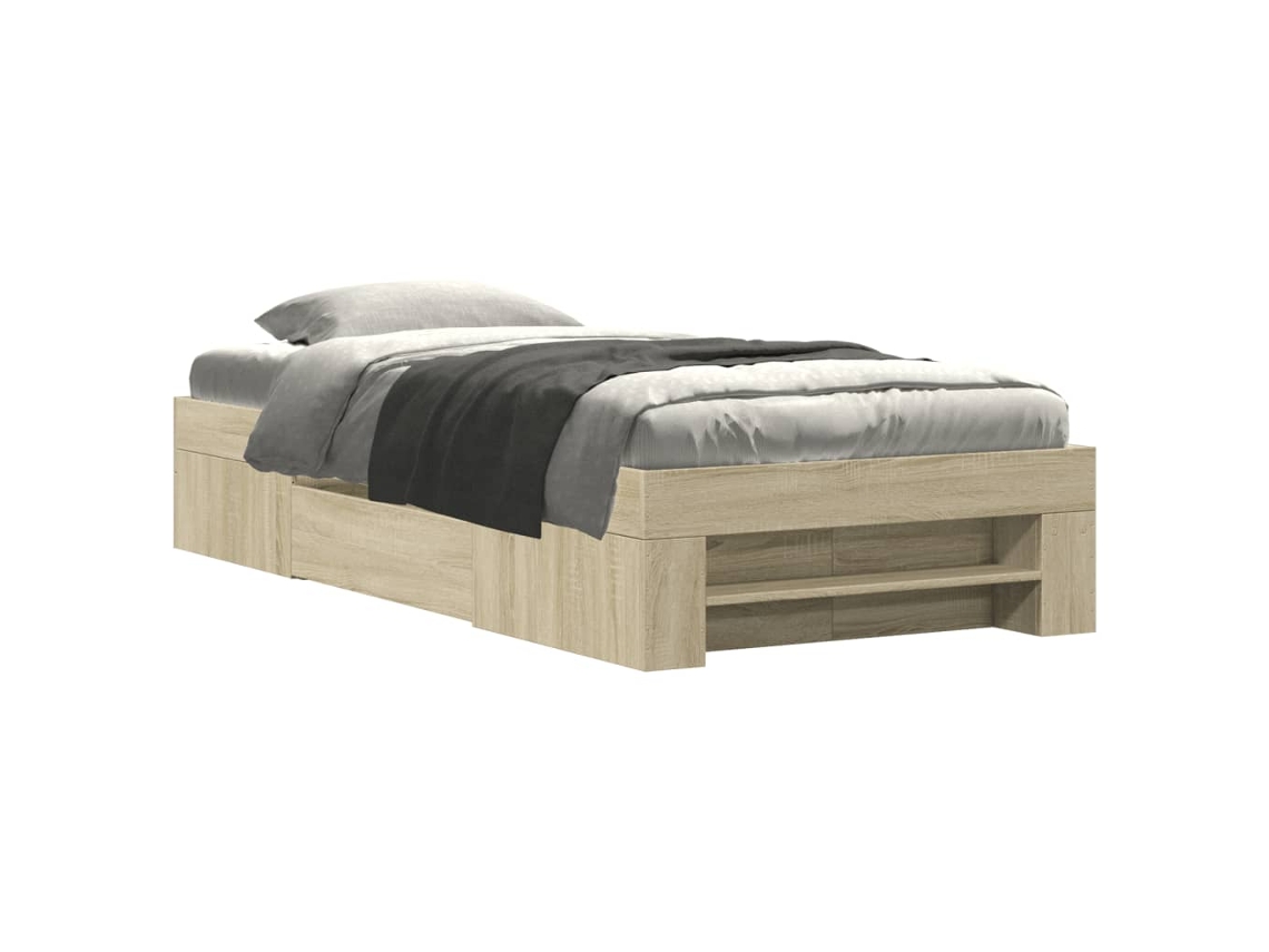 Bed Frame, Bed Frames Vidaxl Marrom Madeira Processada (75 X 190 Cm)