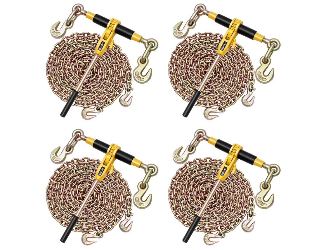 Amarrações De Roquete Vevor 4pcs Com Corrente G80 De 10 Mm X 6,1 M, Carga De 4173 Kg