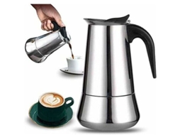 Cafeteira italiana, 2 xícaras, aço inoxidável, compatível com todos os tipos de lareiras, 100ml Brilvibera