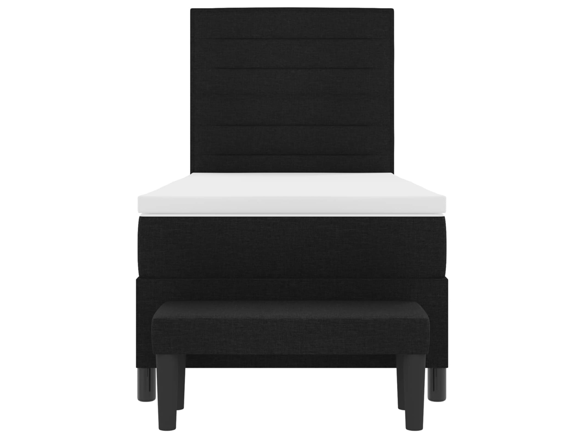 Cama Box com Cabeceira Preto 90 X 190 Cm Tecido MAISON EXCLUSIVE