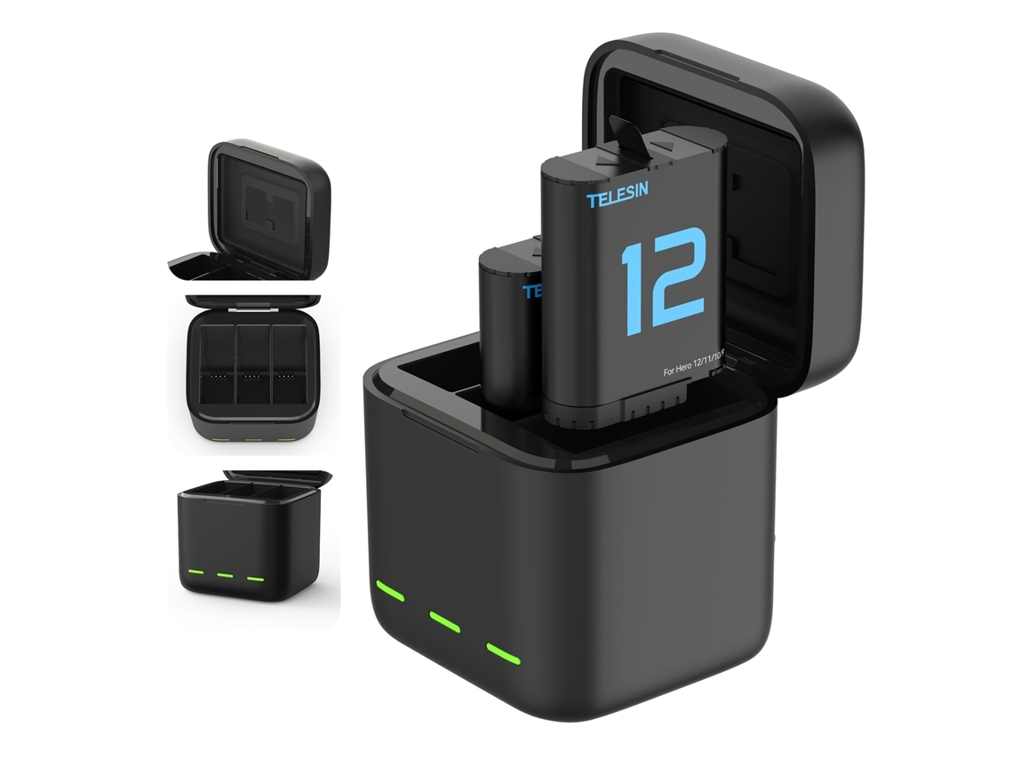 2026 carregador de Bateria e Baterias para Gopro Hero 10, 11 e 12 Caixa de Carregamento Gopro