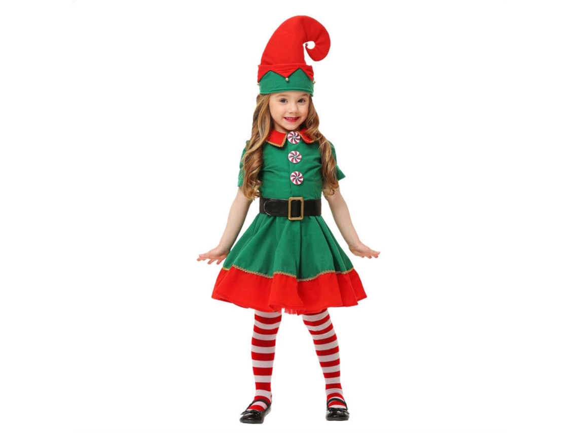 Mali traje de Elfo de Natal para Crianças e Adultos Conjunto Fancy Dress Macio e Confortável
