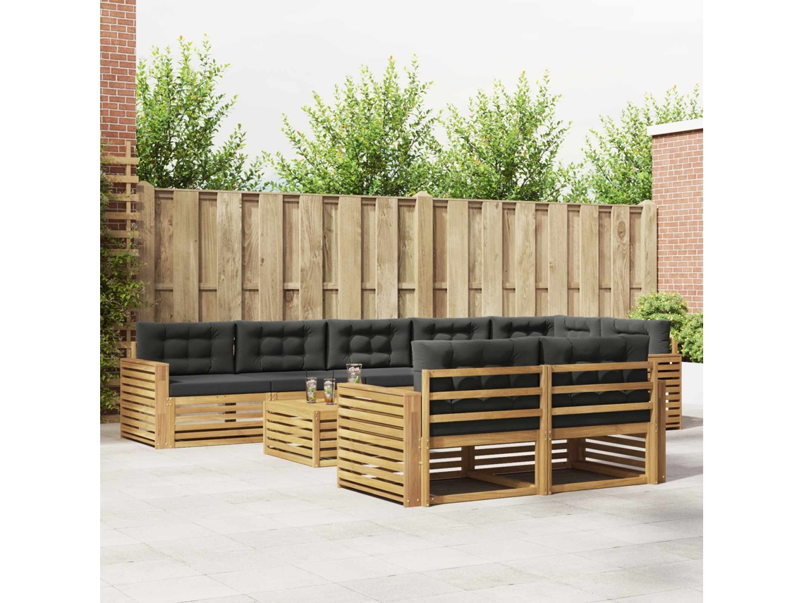 Vidaxl Conjunto De Sofás Para Exterior 9 Unid. Branco E Antracite