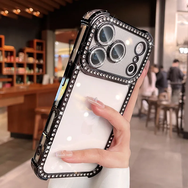 Capa Protetora Para Câmera (iphone 14 Preto) Com Proteção Contra Quedas Por Airbag, Transparente