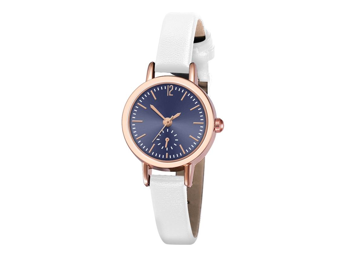 Relógio de Pulso de Quartzo para Casal Feminino e Masculino com Cinto Pu Estilo Moderno Azul Branco