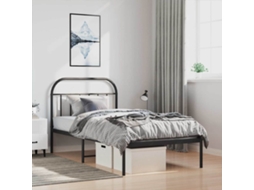 Vidaxl Estrutura De Cama Com Cabeceira 100x190 Cm Metal Preto