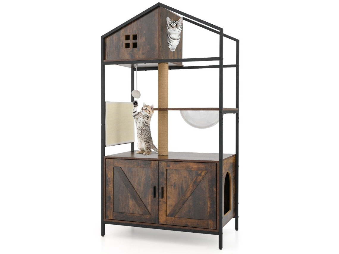 Árvore para Gatos com Armário para Caixa de Areia, Marrom NORTHIX