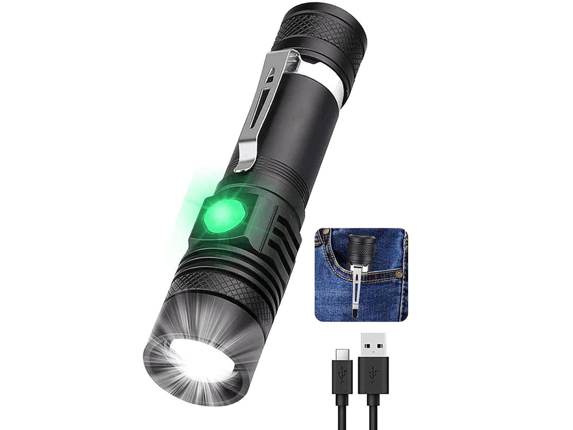 Lanterna Tática Led 2000 Lúmens Ipx6 À Prova D'Água 4 Modos de Pânico Preta YIZHOOD