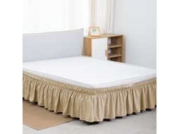 Saia de cama Nova Line, poliéster, 15" profundo, bege | S/MARCA