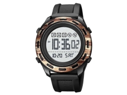 Relógio Eletrônico Skmei 1872 Com Fivela Em Aço Inoxidável, Pulseira Em Pu E À Prova D'água. Mostrador: Branco.