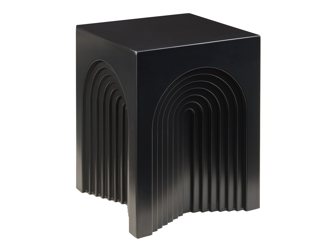 Mesa lateral Elverumn em MDF com design curvo, 45 x 35 x 35 cm, preto fosco. [EN.CASA]