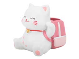 Portatintas Gatito Resina Multiusos Lindo Para Escritorio Hogar Escuela Oficina Decoración
