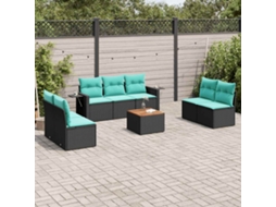 Vidaxl Conjunto De Sofá De Jardim Com 8 Peças E Almofadas Em Rattan Sintético Preto