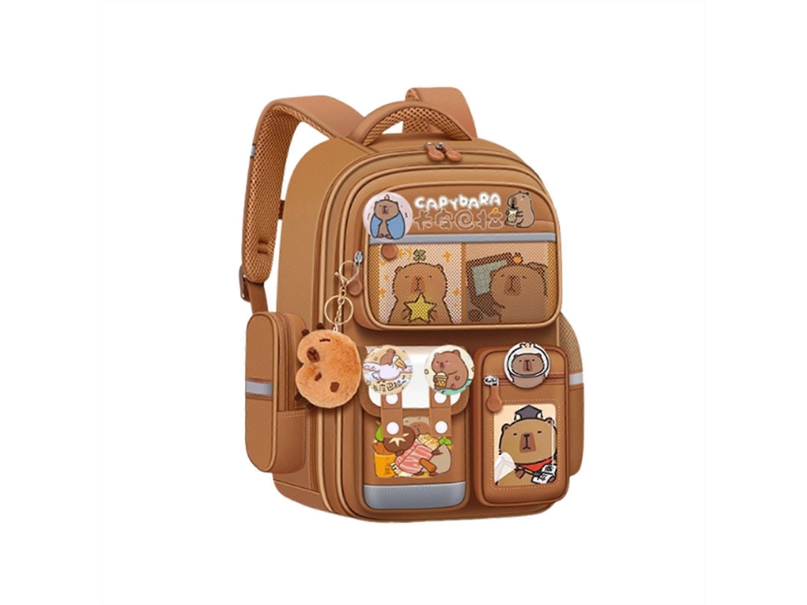 Mochila Escolar Capivara De Desenho Animado, Leve E Prática, Mochila De Grande Capacidade Para Estudantes Do Ensino Fundamental 01