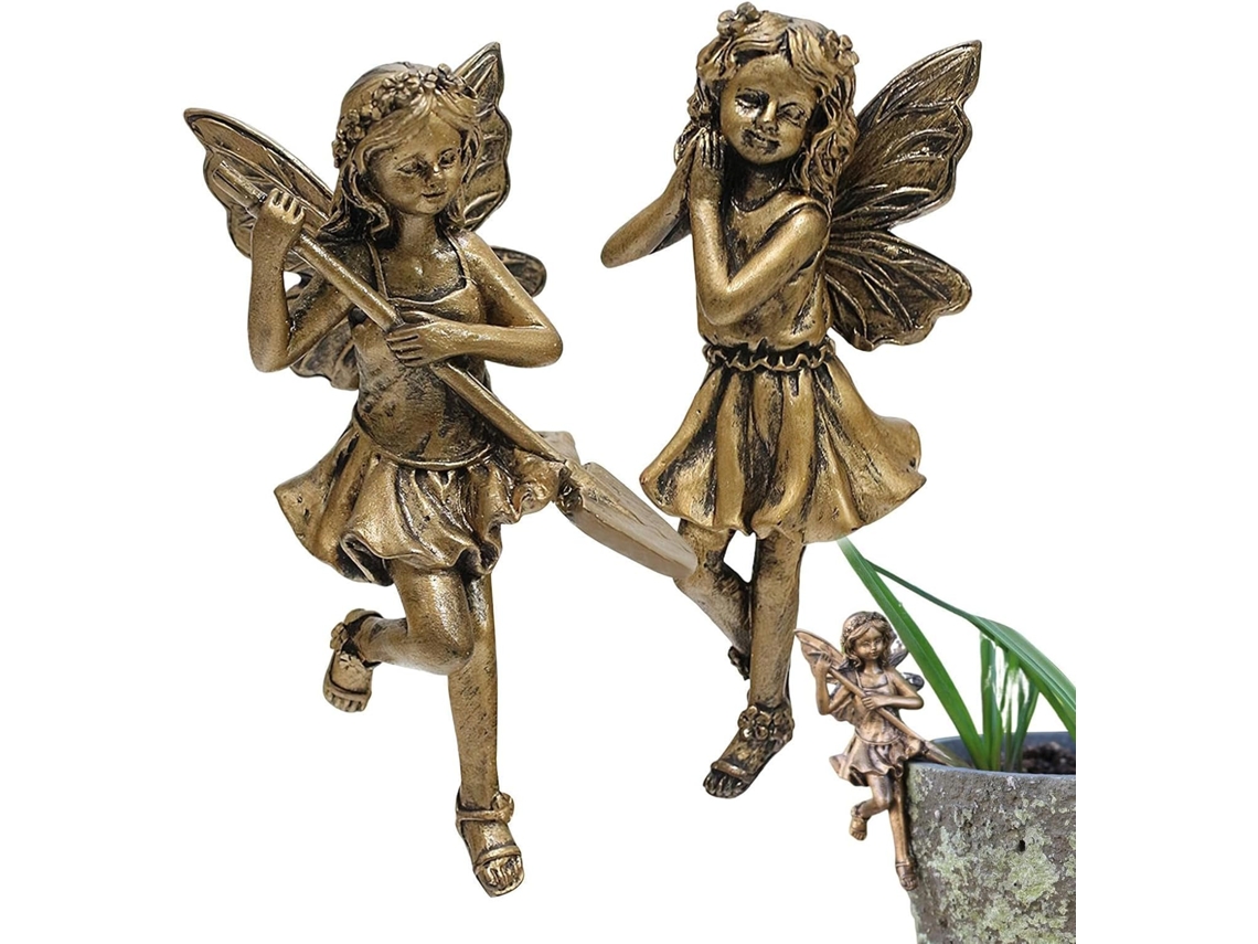 Estátua de Jardim de Fadas, para Uso Externo, Terraço, Suporte para Vaso de Fadas Figura Retrô, Requintada e CHABERLU