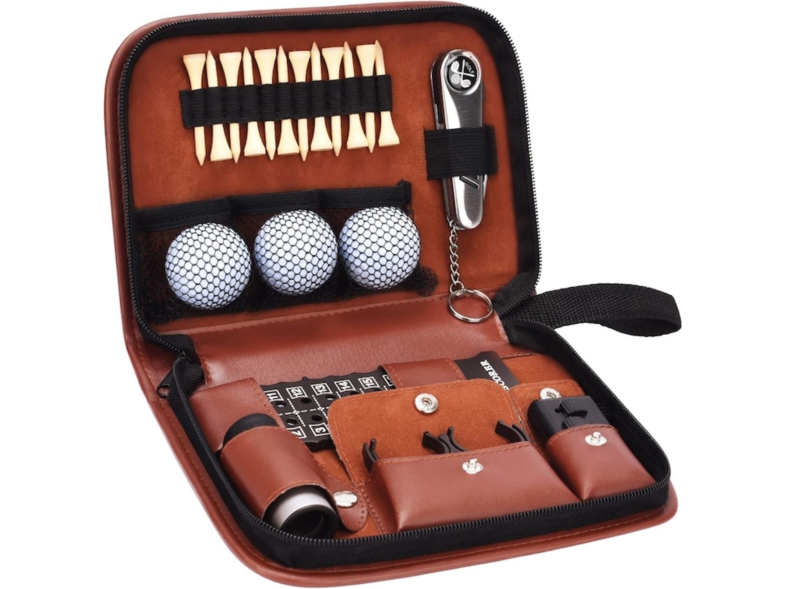 Kit Acessórios De Golfe Com Bolas Telémetro E Escova Castanho
