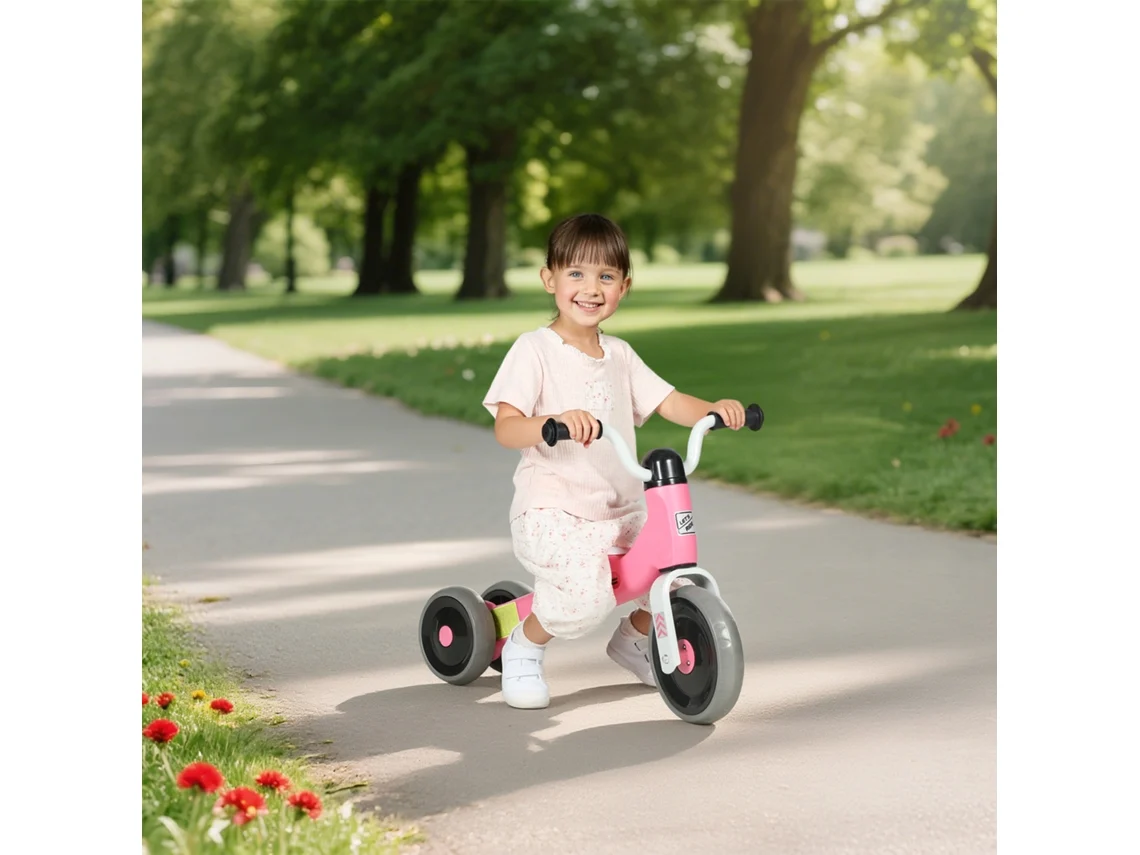 Bicicleta Infantil Sem Pedais Para Bebês De 1 A 3 Anos, Suporta Até 20 Kg, Com 3 Rodas Silenciosas, Medidas 69 X 40 X 49 Cm, Na Cor Rosa