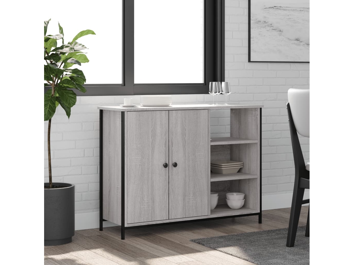 Vidaxl Aparador 100x33x75 Cm Derivados De Madeira Cinzento Sonoma