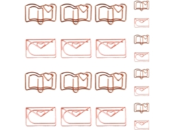 Clips de papel práticos em aço inoxidável, 20 unidades nos formatos carta e livro, ideais para artigos de papelaria.