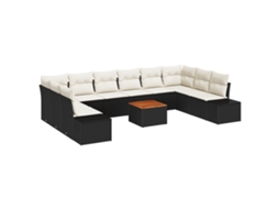 Conjunto 11 Móveis Para Exterior Vidaxl Preto Vime Pe (55 X 55 X 37 Cm)