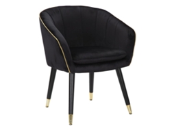 Poltrona Paris Glam Preta E Dourada - Poltrona Estofada Em Tecido Com Pés De Madeira Preta E Detalhes Dourados, Dimensões 62x58x78 Cm