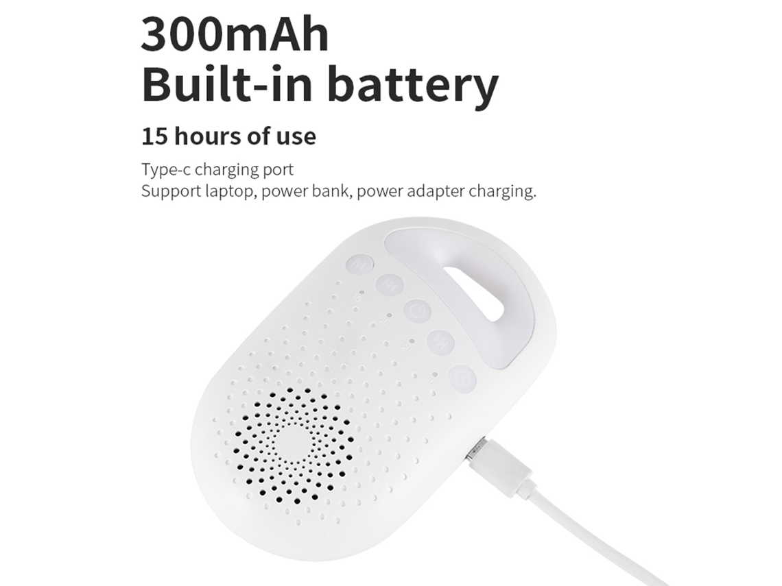 Máquina De Sono Portátil Para Bebê Com Ruído Branco 26 Sons Luz Noturna Timer Usb Recarregável