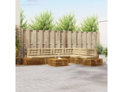 Vidaxl Conjunto De Sofás Para Exterior 7 Peça Natural E Bege