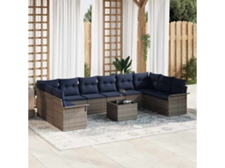 Vidaxl Conjunto De Sofá De Jardim 11 Pcs Cinzeto Vime Pe