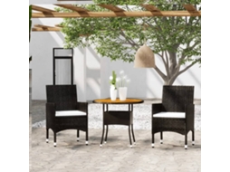 3 Pcs Conjunto Bistrô Jardim Vime Pe E Madeira Maciça Preto Dkd Home Decor