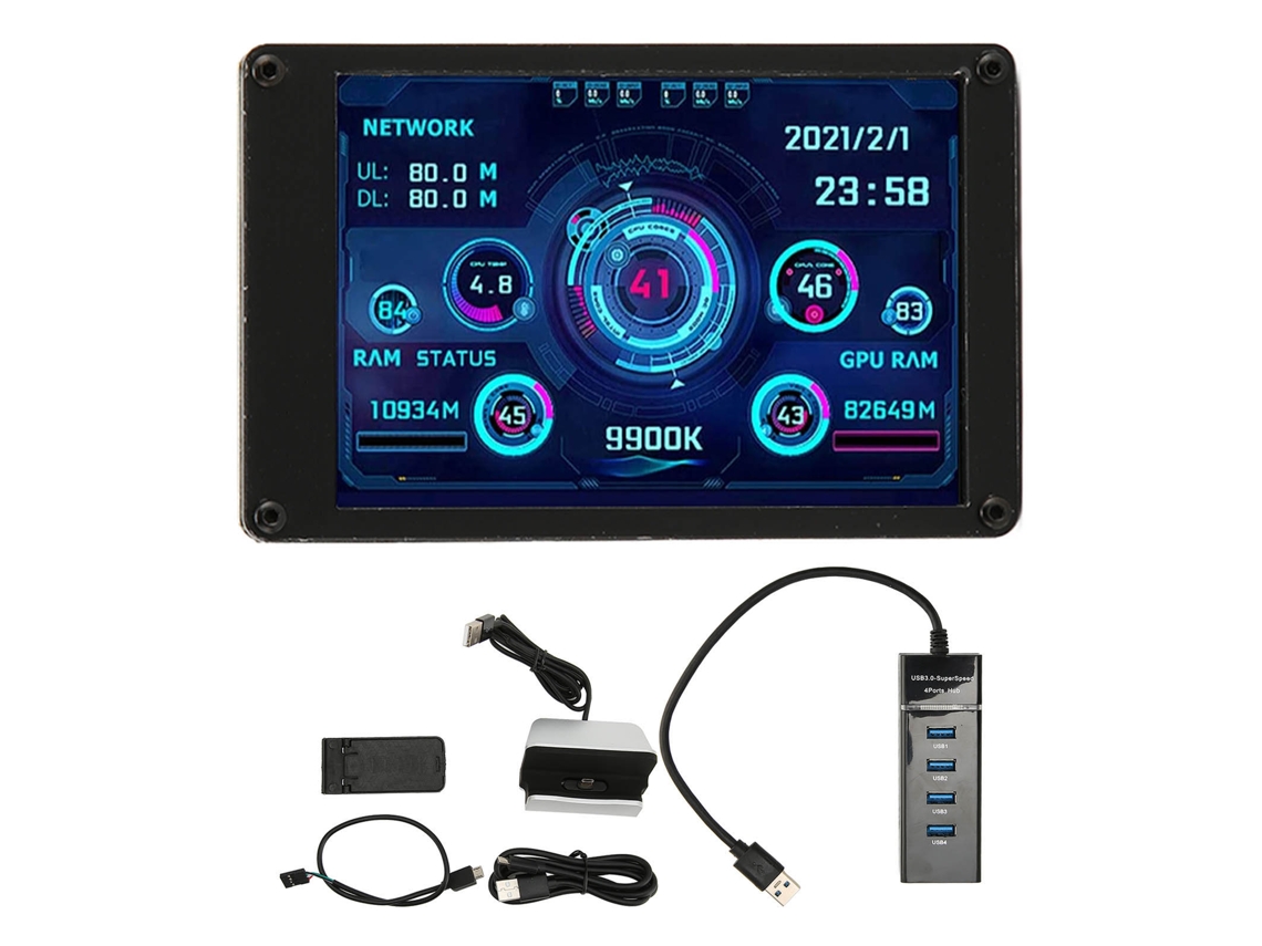 Omni-2026tela Mini Ips Usb De 3,5 Polegadas Para Monitor De Temperatura Cpu Gpu Ram Painel Sensor Pc Com Cabo De 4 Pinos