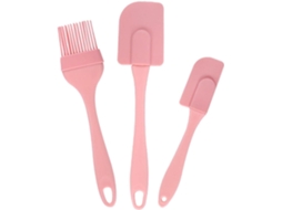 Espátulas de silicone removíveis de 3 peças com pincel - Rosa