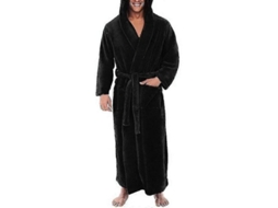 Jaqueta longa polar com capuz Batina para uso em casa no inverno, tamanho 3XL, preta.