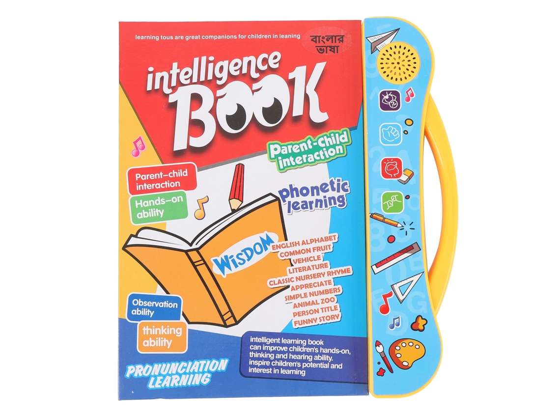 Livro eletrônico sonoro WalshLXq para crianças com dois idiomas (inglês e bengali), multifuncional e educativo para bebês e crianças pequenas.