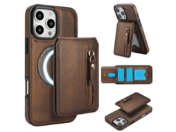 Capa Hexinyigjly Para Iphone 16 Pro Max Com Carteira Destacável, Compatível Com Magsafe, Em Couro Pu Castanho