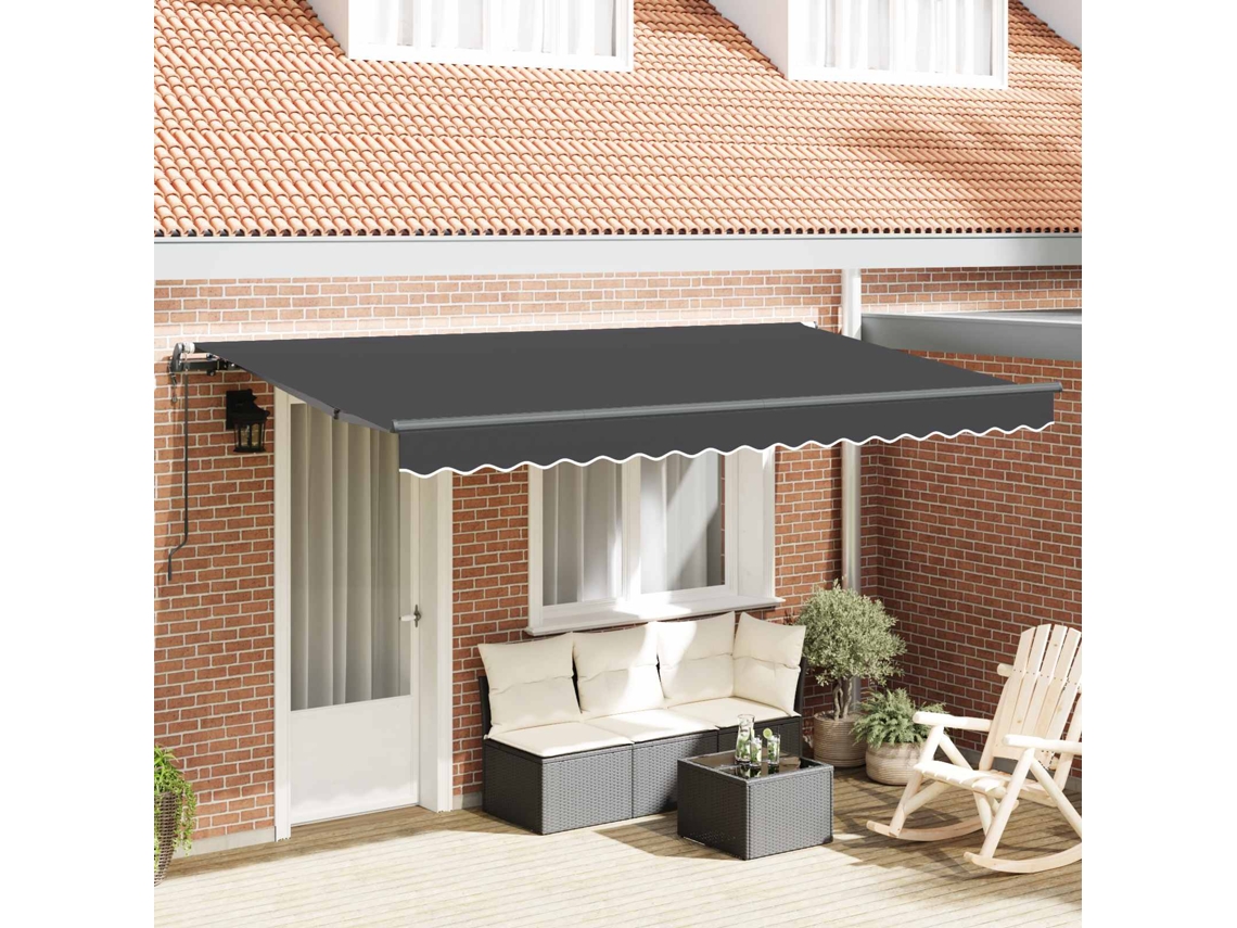 Vidaxl Toldo Retrátil Antracite 350 X 200 Cm Tecido