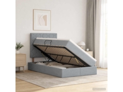 Vidaxl Cama De Armazenamento Led Com Colchão Cinzento-claro