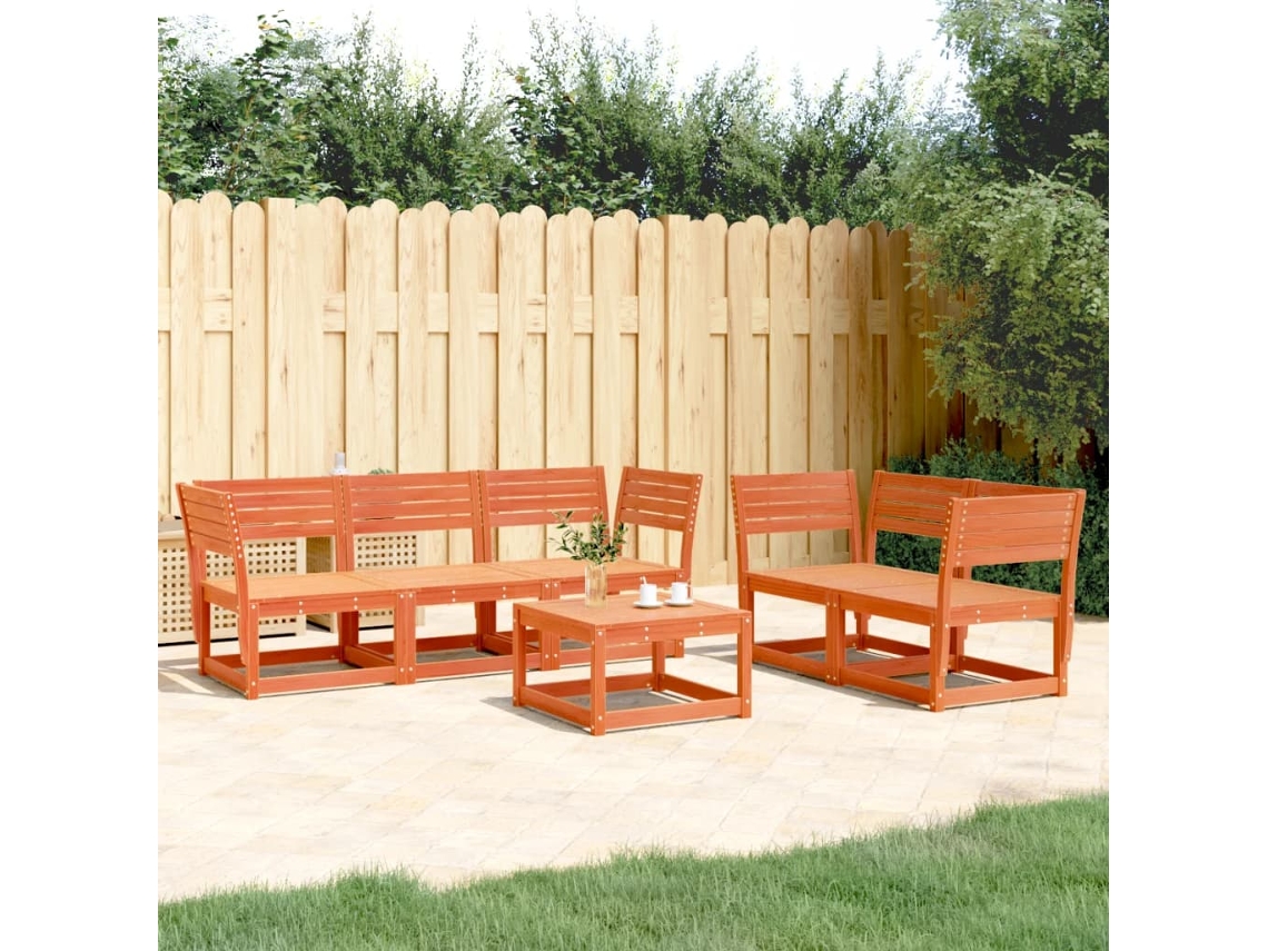 Vidaxl 5 Pcs Conjunto De Sofás De Jardim Pinho Maciço Castanho-mel