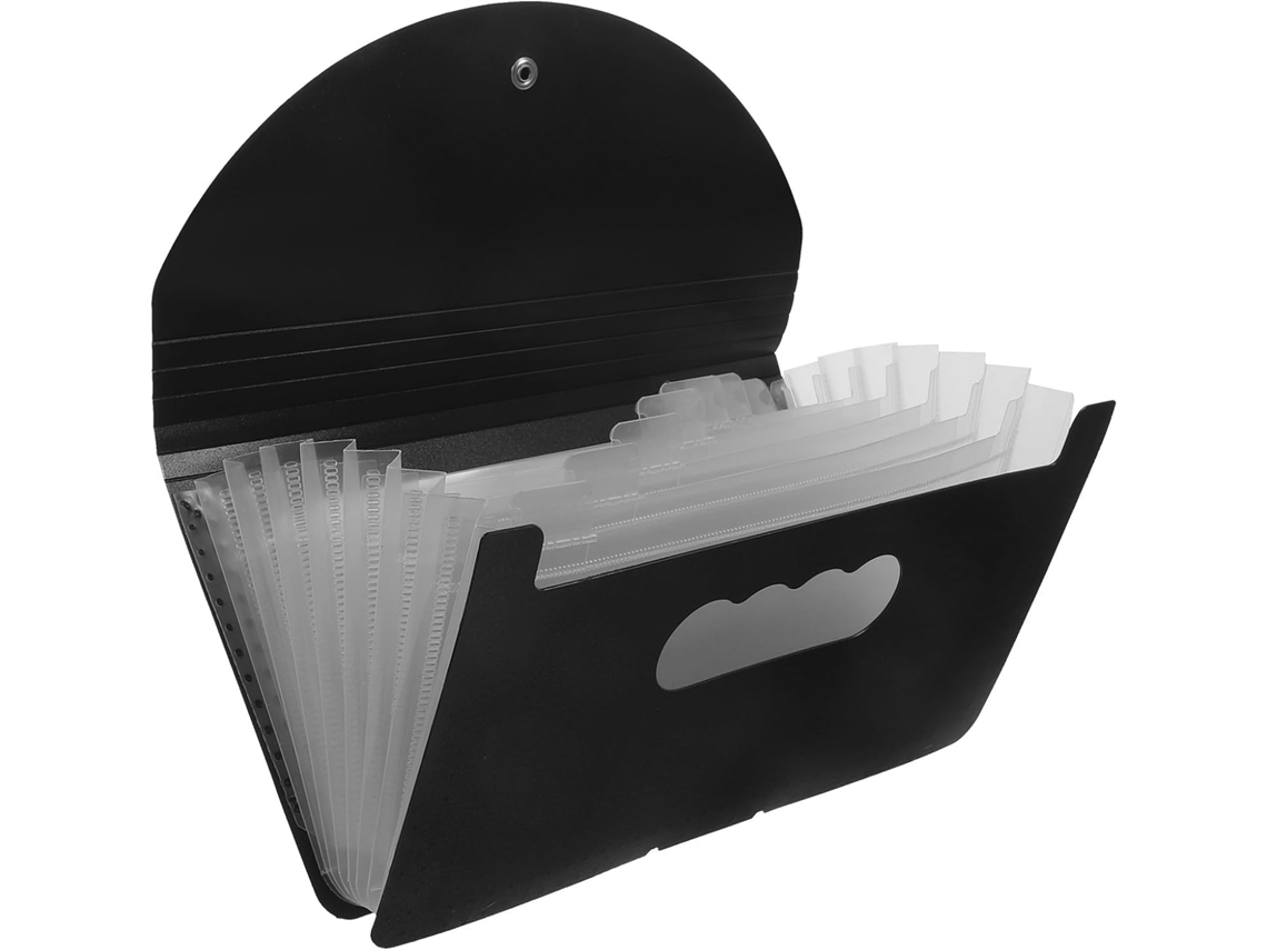 Pasta Sanfonada Hemoton B6 Preta Com 8-bolsos Expansíveis, Organizador Portátil De Arquivos E Recibos Para Escritório