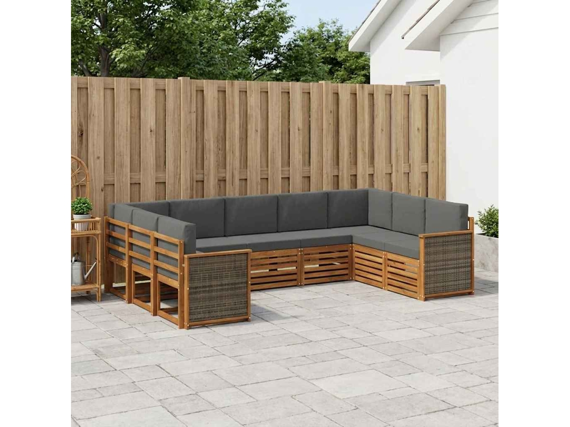 Vidaxl Conjunto De Sofá Sectional 7 Pcs Natural E Antracite