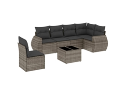 Conjunto de 7 Sofás para Jardim com Almofadões Vime Pe Cinzento MAISON EXCLUSIVE (7 pcs)